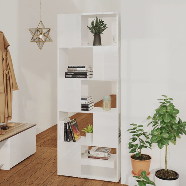 Book Cabinet Room Divider High Gloss White 60X24x155 Cm Bookshelves