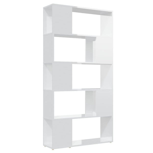 Book Cabinet Room Divider High Gloss White 80X24x155 Cm Engineered Wood Bookshelves