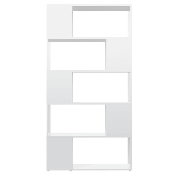 Book Cabinet Room Divider High Gloss White 80X24x155 Cm Engineered Wood Bookshelves