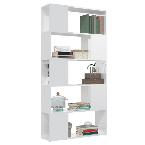 Book Cabinet Room Divider High Gloss White 80X24x155 Cm Engineered Wood Bookshelves