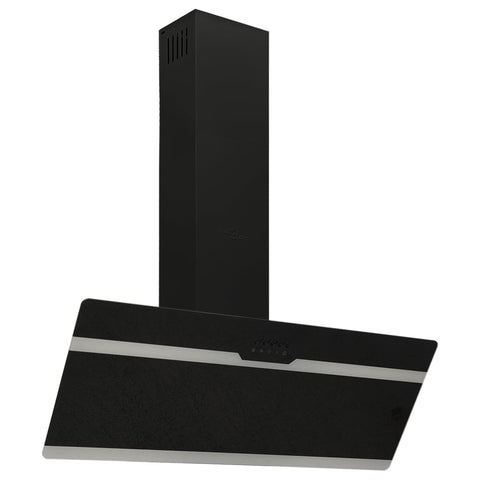 Wall Range Hood 90 Cm Steel And Tempered Glass Black Rangehoods