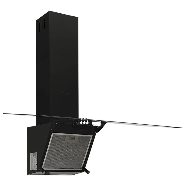 Wall Range Hood 90 Cm Steel And Tempered Glass Black Rangehoods