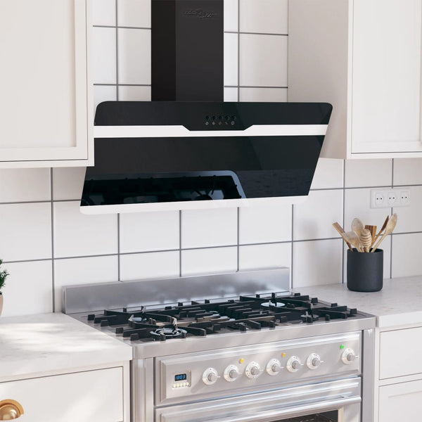 Wall Range Hood 90 Cm Steel And Tempered Glass Black Rangehoods