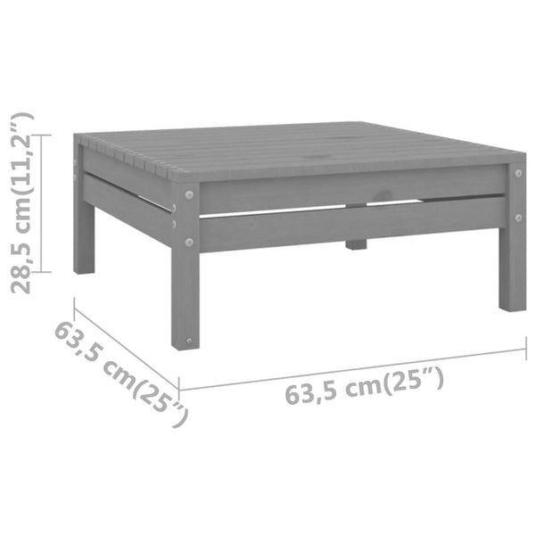 Garden Footstool Grey Solid Pinewood Ottomans Footstools & Poufs