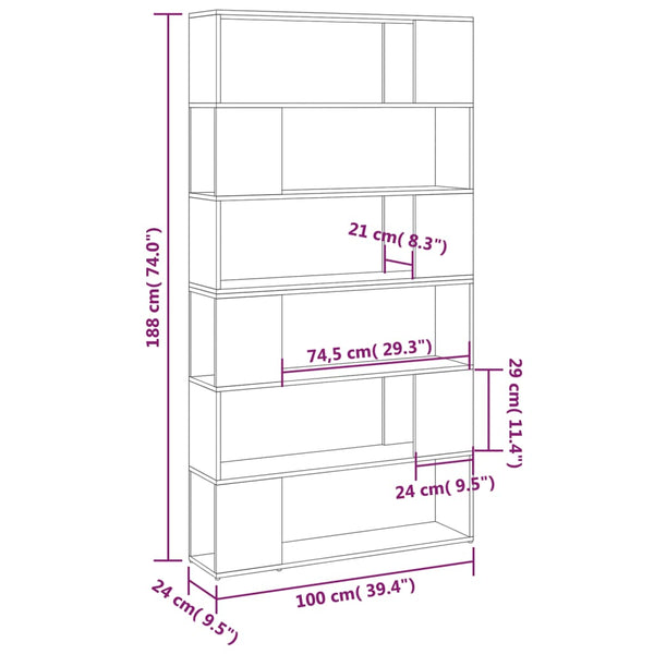 Bookshelves Book Cabinet Room Divider White 100X24x188 Cm