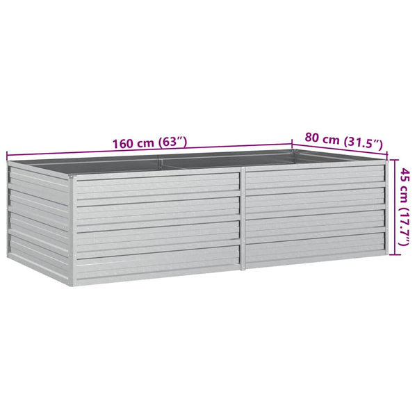 Vidaxl Garden Raised Bed 160X80x45 Cm Galvanized Steel Silver Raised Garden Beds