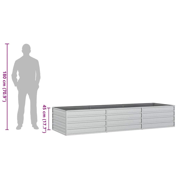 Vidaxl Garden Raised Bed 240X80x45 Cm Galvanized Steel Silver Raised Garden Beds