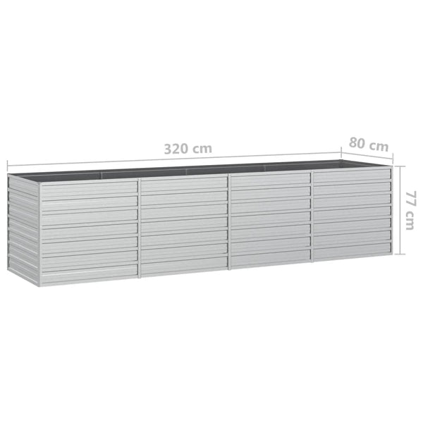 Garden Raised Bed 320X80x77 Cm Galvanized Steel Silver Raised Garden Beds