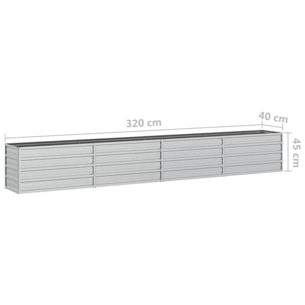 Garden Raised Bed 320X40x45 Cm Galvanized Steel Silver Raised Garden Beds