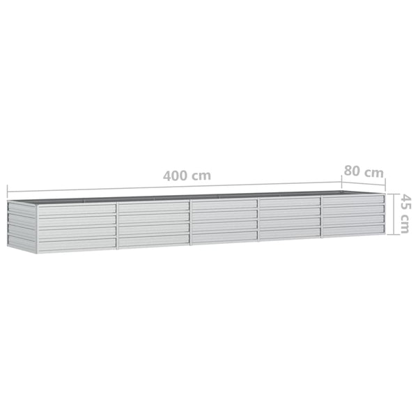 Garden Raised Bed 400X80x45 Cm Galvanized Steel Silver Raised Garden Beds