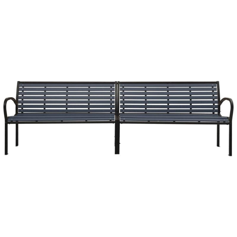 Twin Garden Bench 251 Cm Steel And Wpc Black Patio Benches