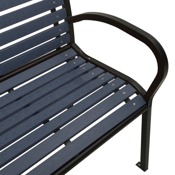 Twin Garden Bench 251 Cm Steel And Wpc Black Patio Benches