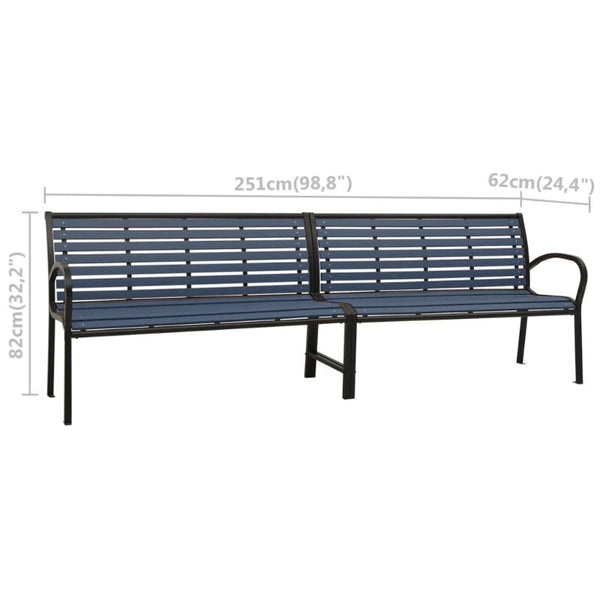 Twin Garden Bench 251 Cm Steel And Wpc Black Patio Benches