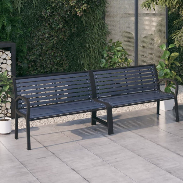 Patio Benches Twin Garden Bench 251 Cm Steel And Wpc Black