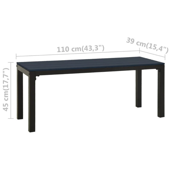 Garden Bench 110 Cm Steel And Wpc Black Benches
