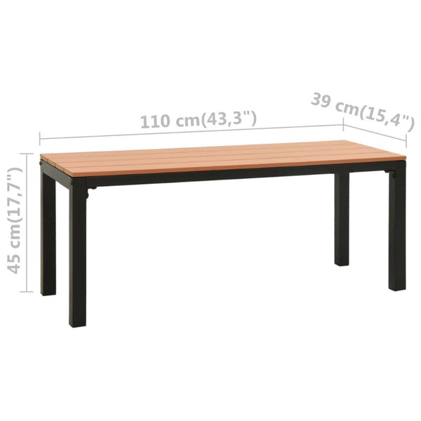 Vidaxl Garden Bench 110 Cm Steel And Wpc Brown Black Benches