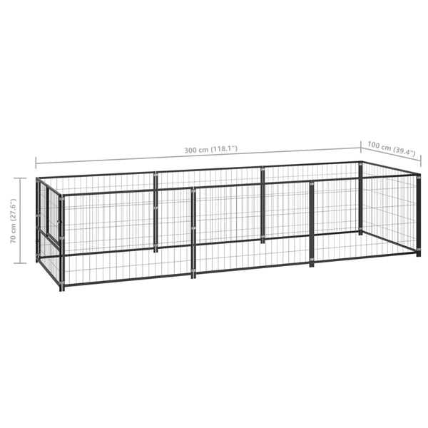 Dog Kennels Dog Kennel Black 3 M Steel