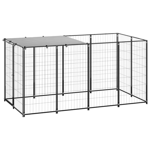 Dog Kennel Black 2.42 M Steel Dog Kennels