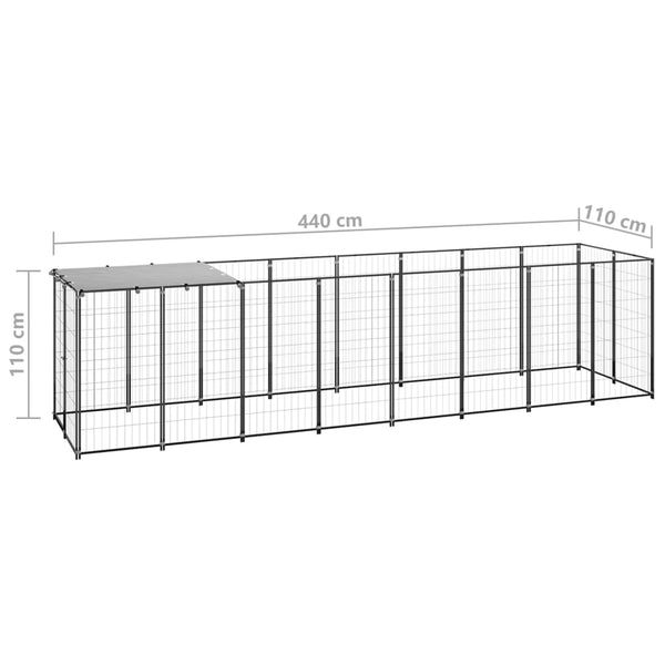 Dog Kennels Dog Kennel Black 4.84 M Steel