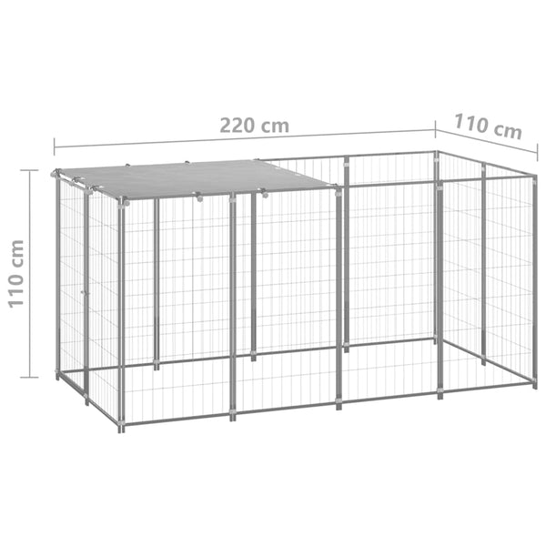 Dog Kennels Dog Kennel Silver 2.42 M Steel