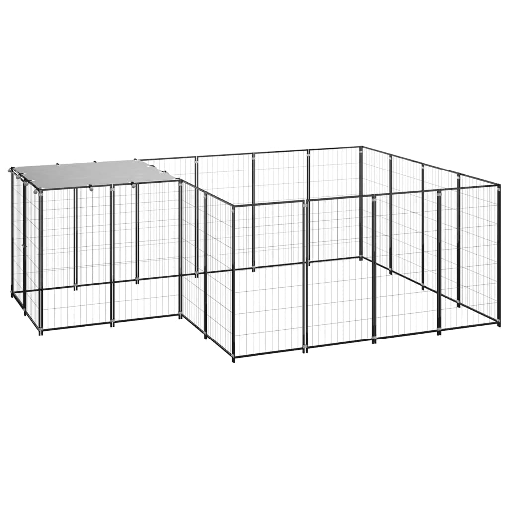 Dog Kennel Black 6.05 M Steel Dog Kennels