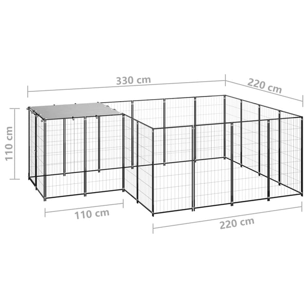 Dog Kennel Black 6.05 M Steel Dog Kennels