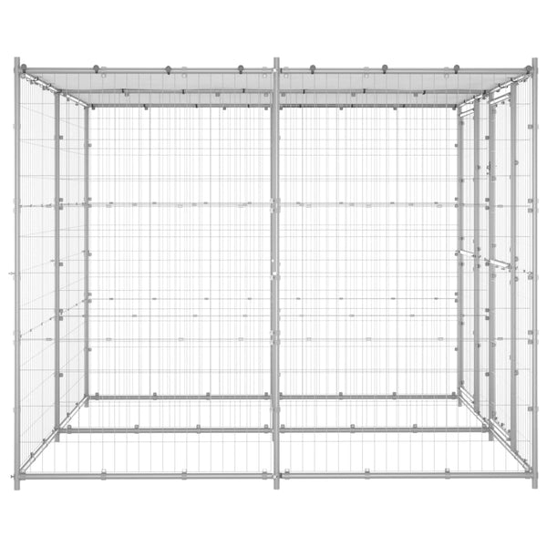 Outdoor Dog Kennel Galvanised Steel With Roof 4.84 M Dog Kennels