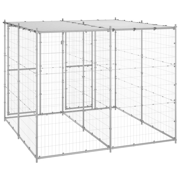 Outdoor Dog Kennel Galvanised Steel With Roof 4.84 M Dog Kennels
