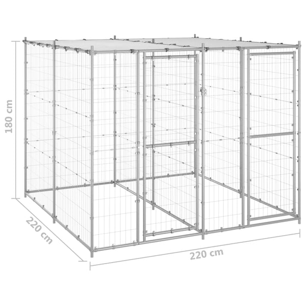 Outdoor Dog Kennel Galvanised Steel With Roof 4.84 M Dog Kennels