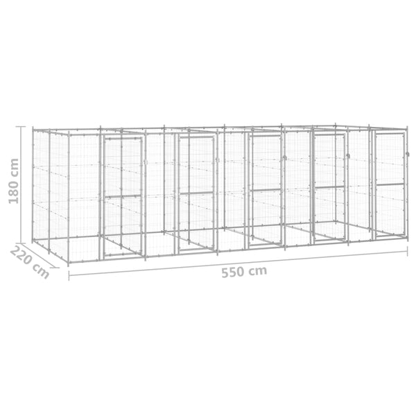 Outdoor Dog Kennel Galvanised Steel 12.1 M Dog Kennels