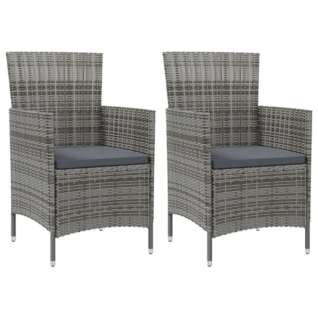 Garden Chairs With Cushions 2 Pcs Poly Rattan Grey Patio Chairs