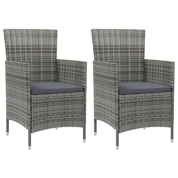 Garden Chairs With Cushions 2 Pcs Poly Rattan Grey Patio Chairs