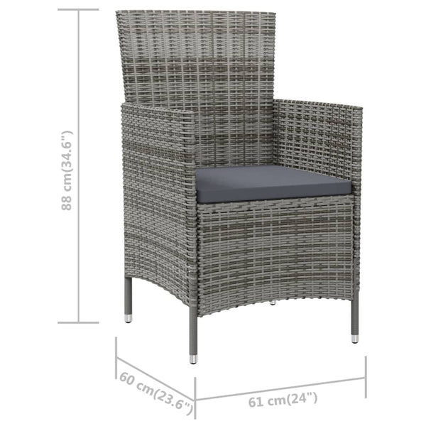 Garden Chairs With Cushions 2 Pcs Poly Rattan Grey Patio Chairs