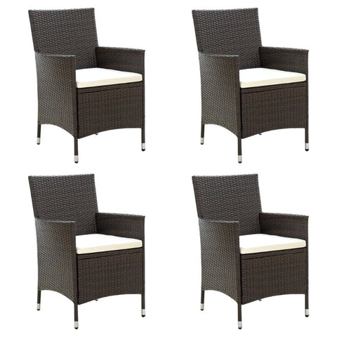 Garden Chairs With Cushions 4 Pcs Poly Rattan Brown