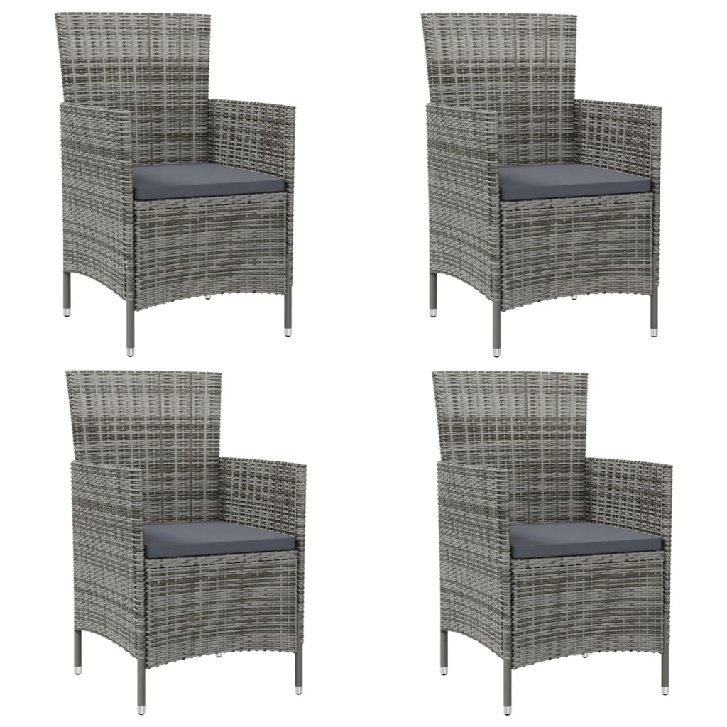 Garden Chairs With Cushions 4 Pcs Poly Rattan Grey Patio Chairs