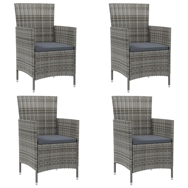 Garden Chairs With Cushions 4 Pcs Poly Rattan Grey Patio Chairs