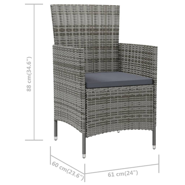 Garden Chairs With Cushions 4 Pcs Poly Rattan Grey Patio Chairs
