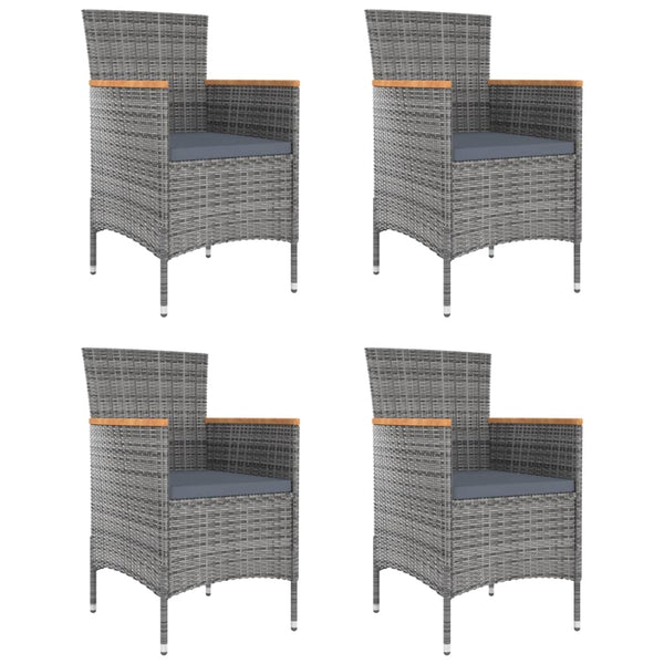 Garden 4 Pcs Poly Rattan Grey Dining Chairs