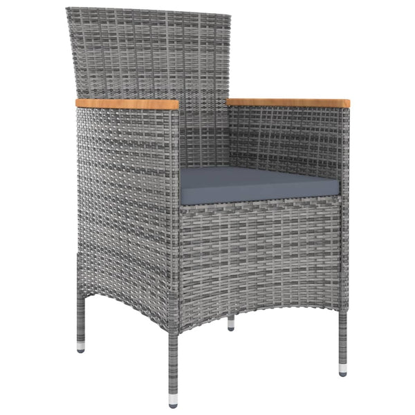 Garden 4 Pcs Poly Rattan Grey Dining Chairs
