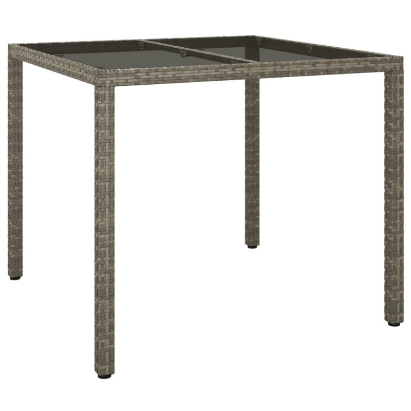 Patio & Garden Tables Garden Table 90X90x75 Cm Tempered Glass And Poly Rattan Grey