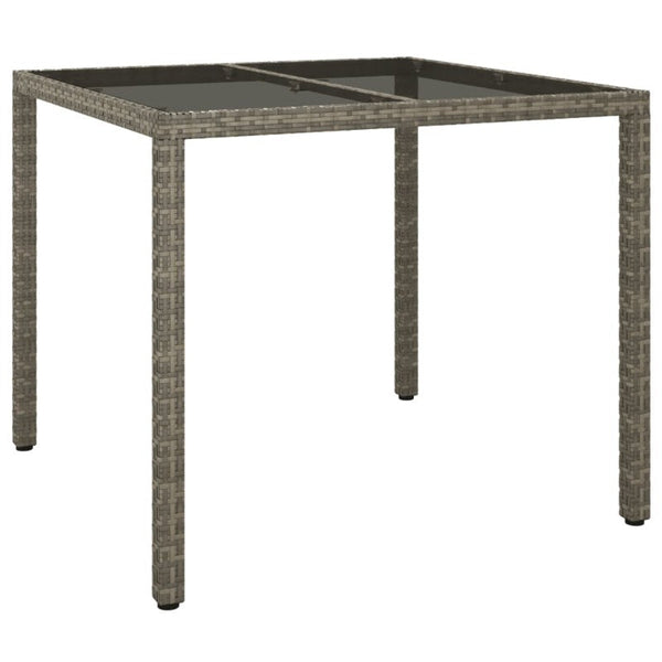 Patio & Garden Tables Garden Table 90X90x75 Cm Tempered Glass And Poly Rattan Grey