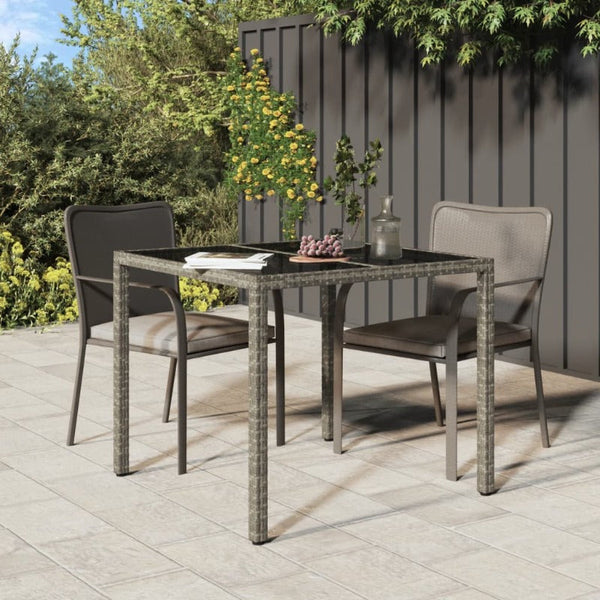 Patio & Garden Tables Garden Table 90X90x75 Cm Tempered Glass And Poly Rattan Grey
