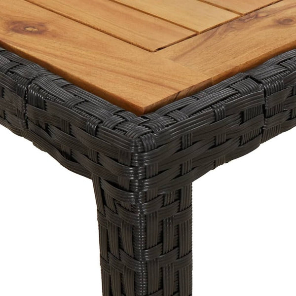Garden Table 90X90x75 Cm Poly Rattan And Acacia Wood Black