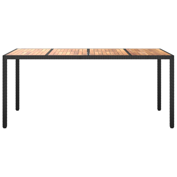 Garden Table 190X90x75 Cm Poly Rattan And Acacia Wood Black Patio & Garden Tables