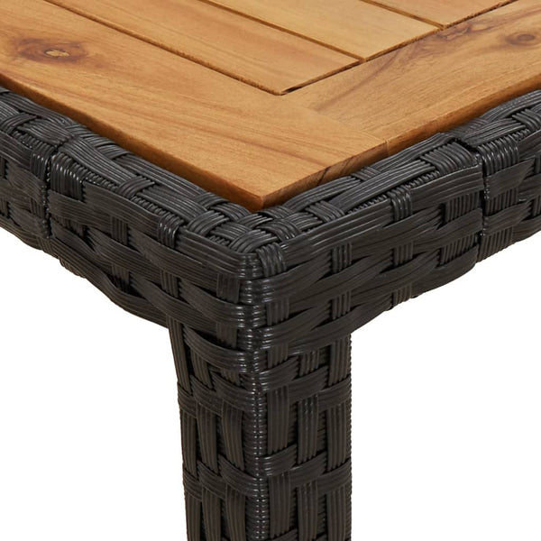 Garden Table 190X90x75 Cm Poly Rattan And Acacia Wood Black Patio & Garden Tables