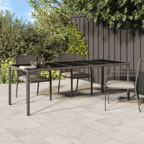 Garden Table Grey 250X100x75 Cm Tempered Glass And Poly Rattan Patio & Garden Tables