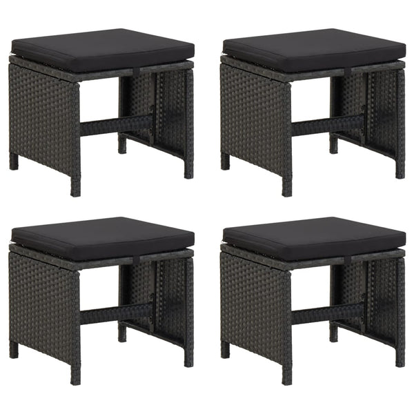 Garden Stools 4 Pcs With Cushions Poly Rattan Black Benches Bar Stools