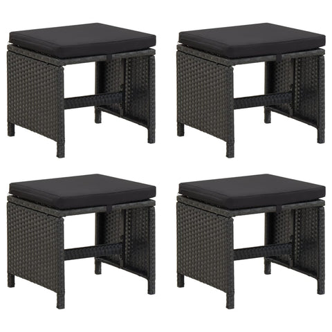 Garden Stools 4 Pcs With Cushions Poly Rattan Black Benches Bar Stools