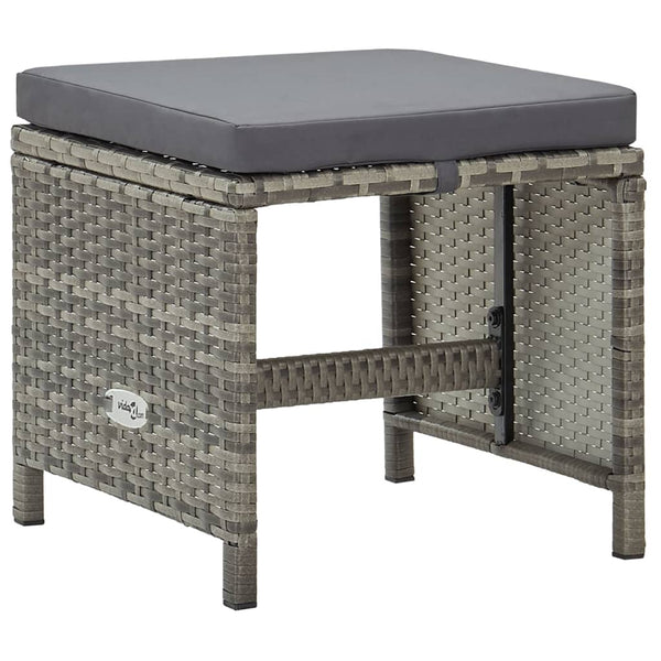 Vidaxl Garden Stools 4 Pcs With Cushions Poly Rattan Grey Benches Bar Stools