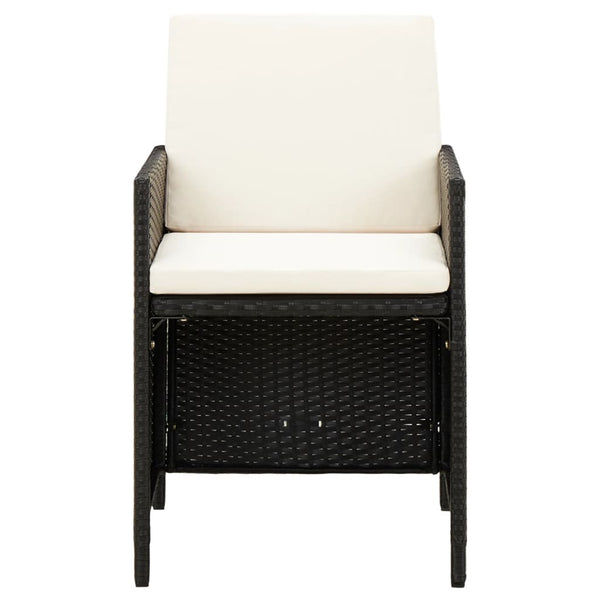 4 Piece Garden Chair And Stool Set Poly Rattan Black Patio Chairs